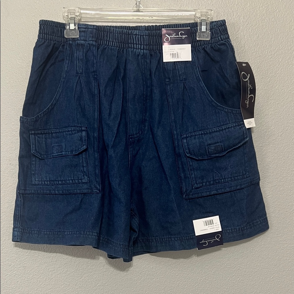 Vintage Jonathan Logan Women’s L Dark‎ Blue Cargo Shorts Pockets Granny Chic New